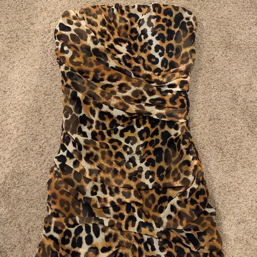 Express leopard print bandage mini dress